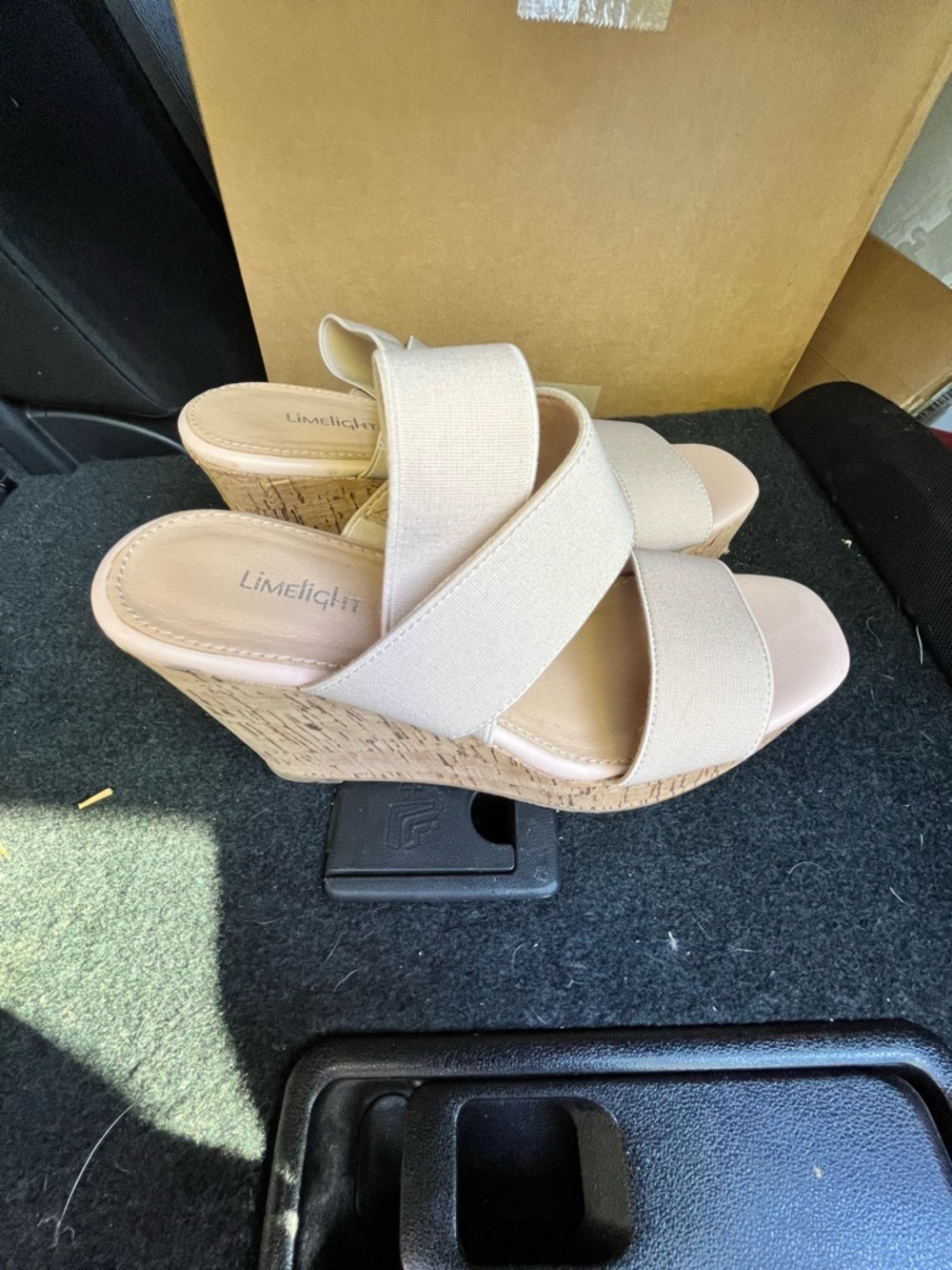 Limelight Women's Cream Crisscross Cork Wedge Sandals  Womens Size 6 Great shape